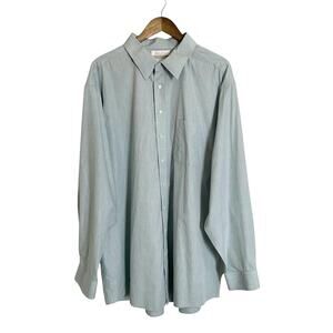 Gold Label Roundtree & Yorke Dress Shirt Mens 19 Tall Green Button Down Front